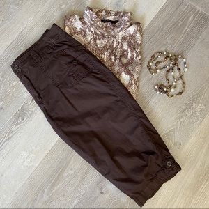 DRESSBARN Chocolate Brown Crop Pants Size 14